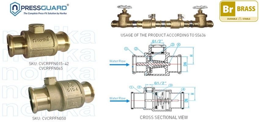 DZR Brass Piston Spring Check Valve With Inspection Hole [PFXPF]